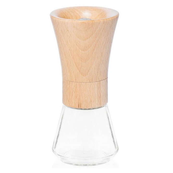 Salz und Pfeffermühle - Buchenholz Glas Gewürzmühle – Einstellbarer Mahlgrad Pfeffer Salzmühle – Mod