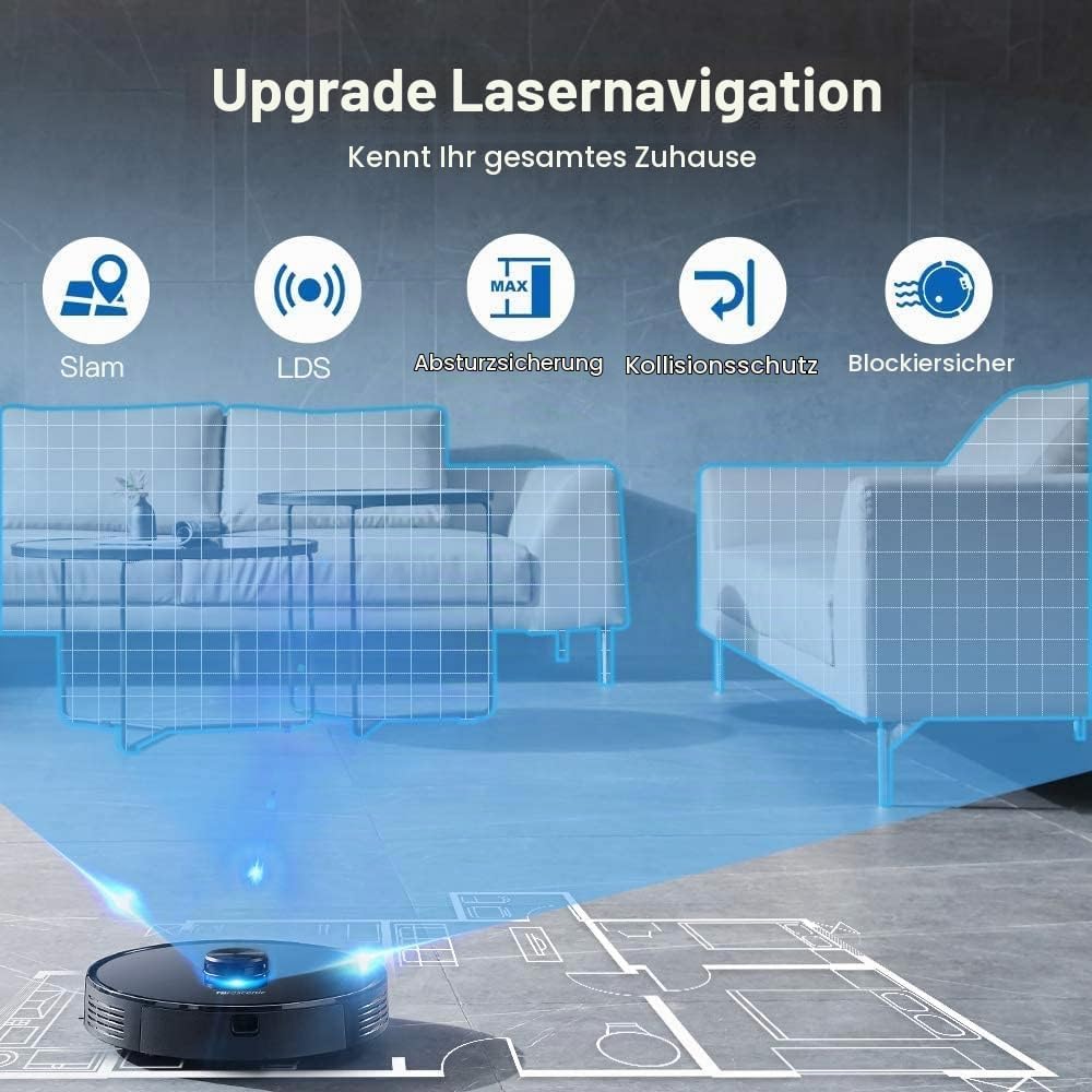 Proscenic M7 PRO WLAN Saugroboter, Staubsauger Roboter mit Laser-Navigation, App- und Alexa Steuerun