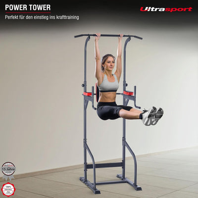 Ultrasport Power Tower/Power Rack, multifunktionale Kraftstation, für ein vielseitiges Training, Lat