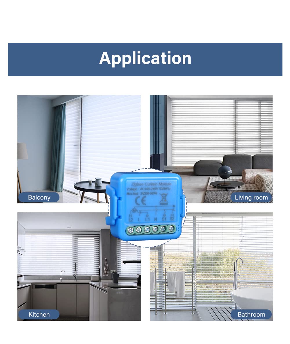 Zigbee Roller Shutter Switch, Tactile Switch 16A for Electric Roller Shutters, Voice Control with Al