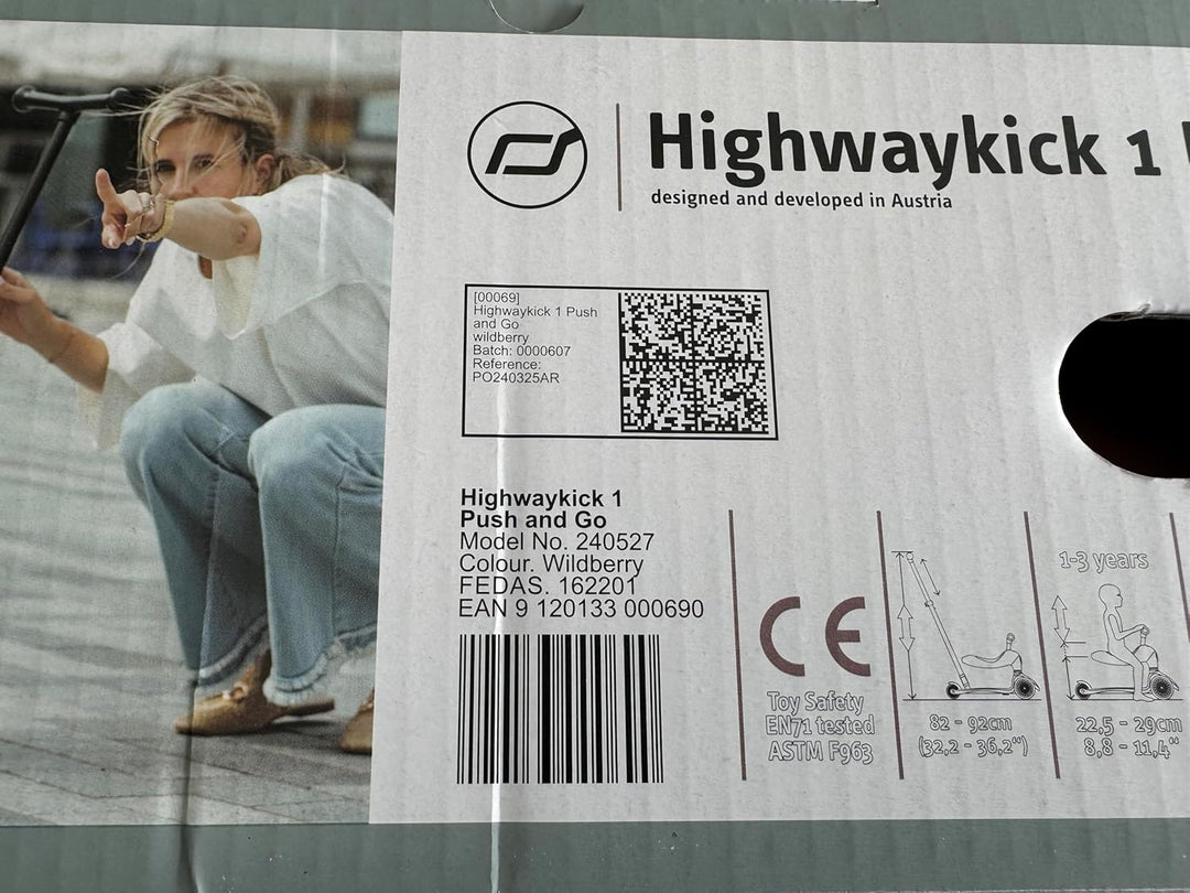 Highwaykick 1 Push and GO - Lauflernhilfe und Kickboard Farbe Steel