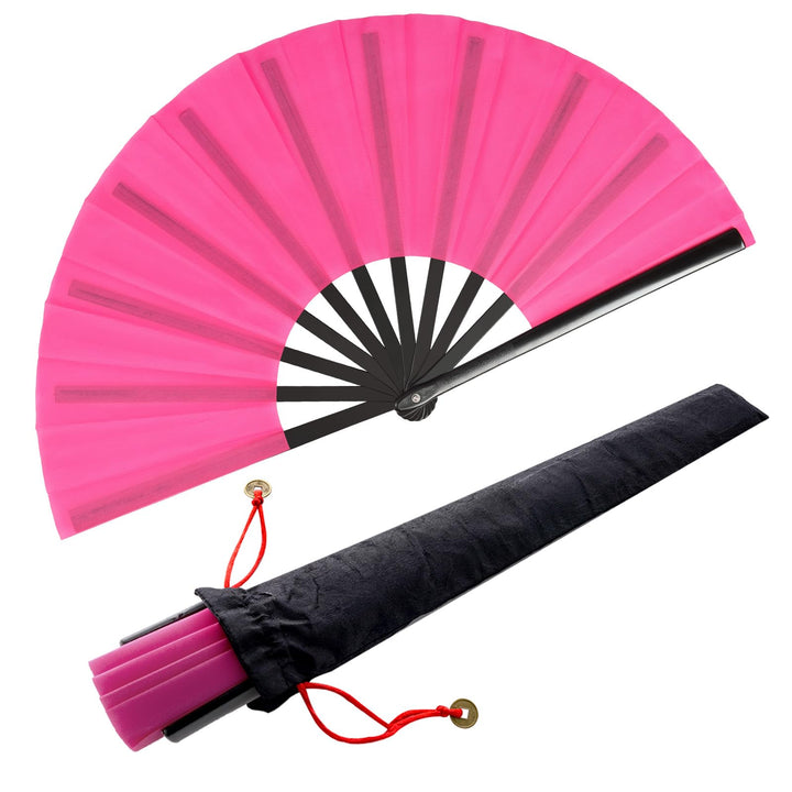 2 Stück Grosse Faltbare Seide Hand Fächer Chinesischer Tai Chi Faltender Handfächer Nylon Tuch Chine