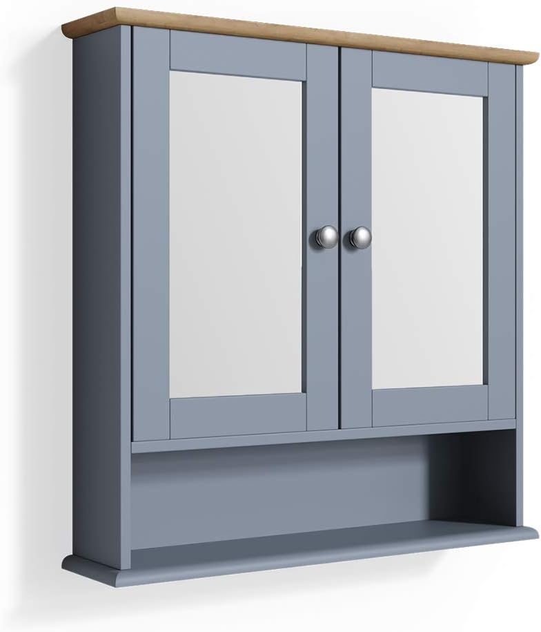 Vicco Bad Spiegelschrank Bianco, Grau, 56 x 58 cm, Grau