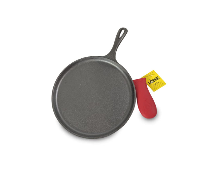Lodge Gusseisen-Grill- und Heissgriff-Halter, 26,6 cm, Schwarz/Rot Rundes Grillset, Rundes Grillset