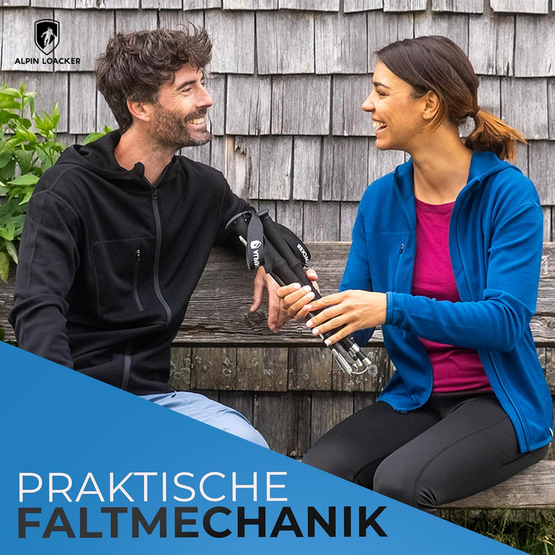 ALPIN LOACKER Wanderstöcke faltbar Carbon oder Aluminium mit Korkgriff I Nordic Walking Stöcke Damen