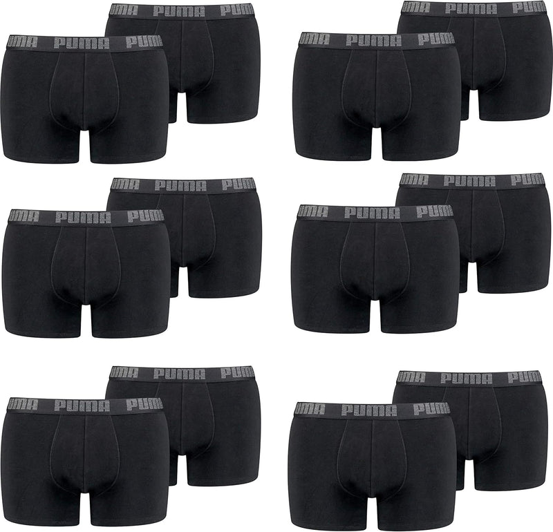 PUMA 12 er Pack Boxer Boxershorts Men Herren Unterhose Pant Unterwäsche (Neu Schwarz/Schwarz, M)