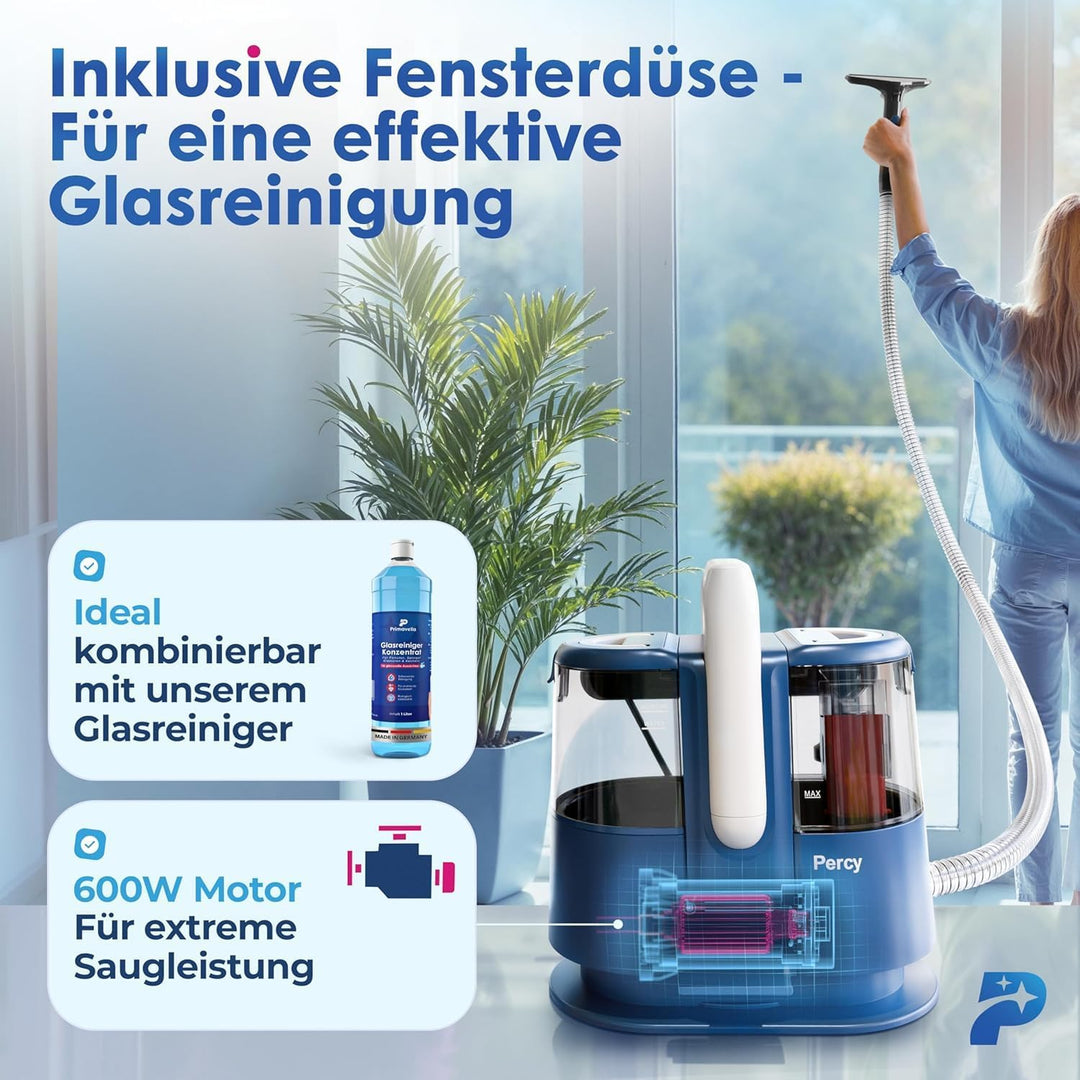 Waschsauger Nass Trockensauger Percy – 600W Nasssauger Polsterreiniger Gerät– Teppich Reinigungsgerä
