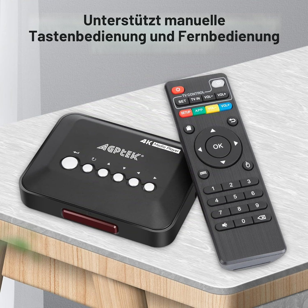 AGPTEK 1080P Full HD Digital Multi TV Mediaplayer Medienspieler Medienspieler mit Fernbedienung für