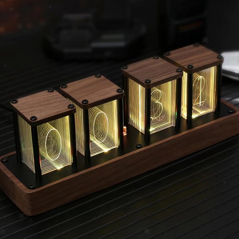 Digitale Nixie-Röhrenuhr, 8 Anzeigemodi, RGB-Vollfarb-LED-Schreibtischuhr, USB-betrieben, Farbwechse