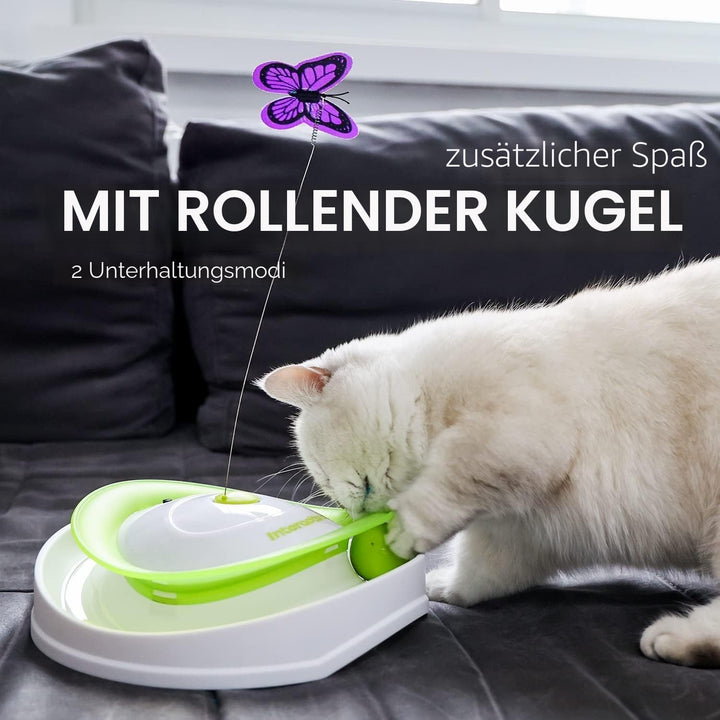 ALL FOR PAWS 2 in 1 Interaktives Katzenspielzeug zum Umrollen von Flattern, interaktives Katzenspiel