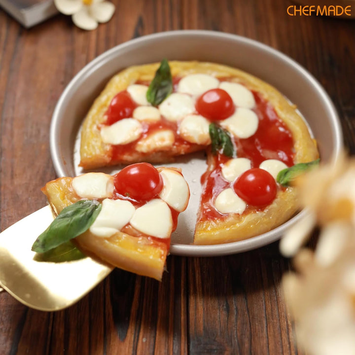 CHEFMADE Pizzapfanne, 17,8 cm, antihaftbeschichtet, zum Backen im Ofen (Champagner Gold) 7" Pizza, 7