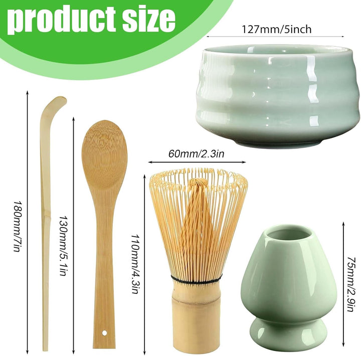 5 Stück Matcha Tee set, Matcha set mit Matcha Besen, Matcha Schale aus Keramik, Bambusbesen Matcha B