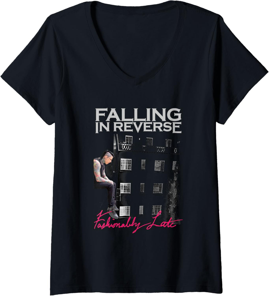 Falling in Reverse - Official Merchandise - Fashionably Late T-Shirt mit V-Ausschnitt