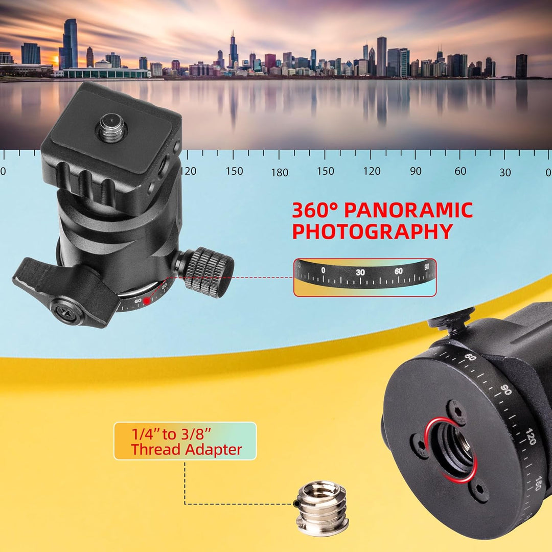 Zeadio Robustes Stativ-Set, 1/4" Adapter Stativgewinde, mit Handyhalter und Action-Cam-Adapter für i