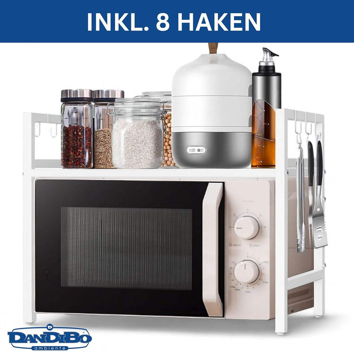 DanDiBo Verstellbares Mikrowellenregal Weiss 2 Stufig 40-64 cm Mikrowellen Regal 96683 Stehend Mikro