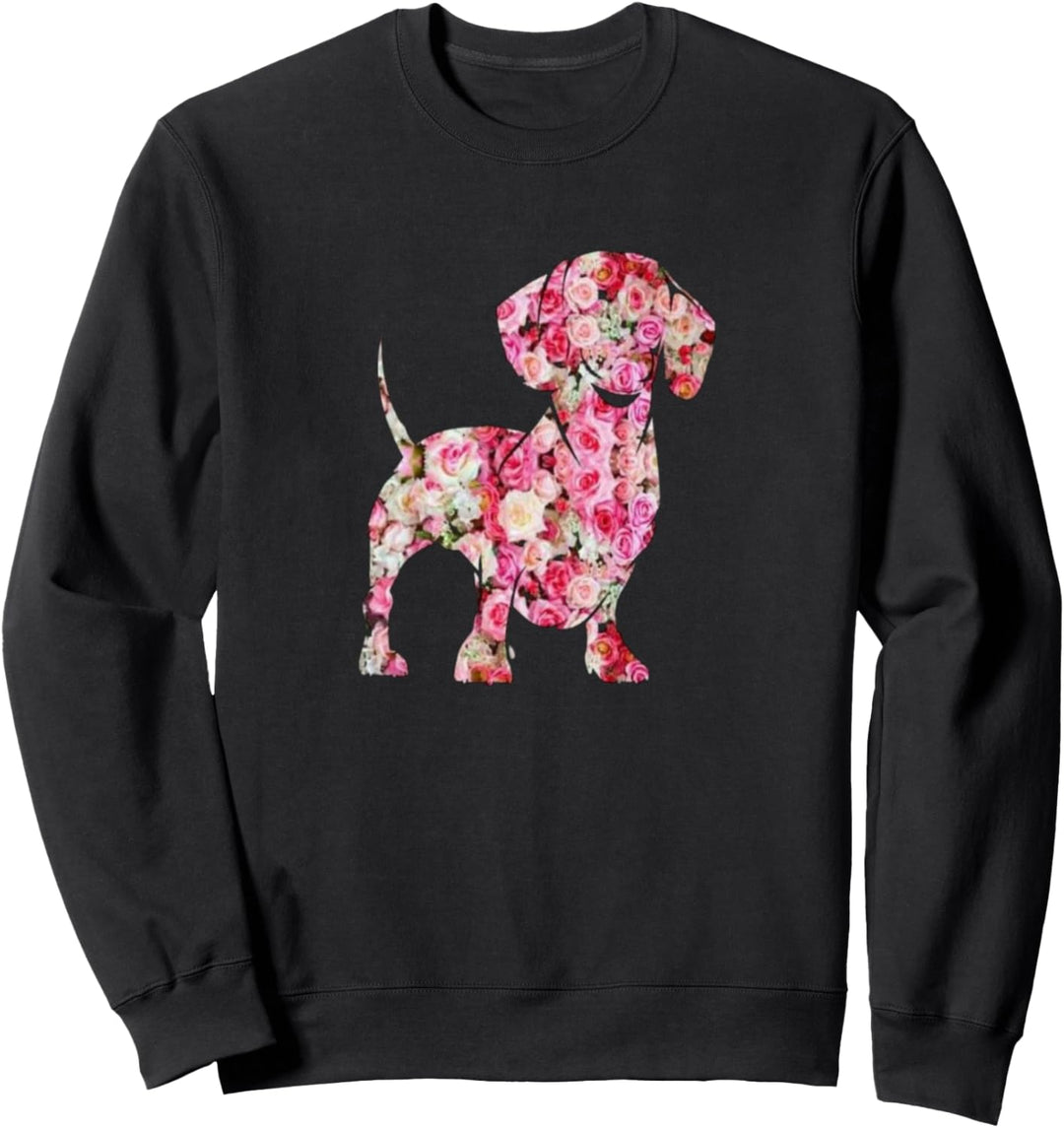 Einzigartiges T-Shirt mit Dackel-Motiv und Blumen Sweatshirt