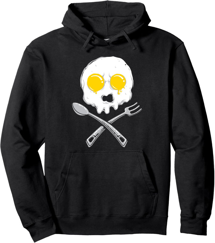Spiegelei Schädel und gekreuzte Knochen Pullover Hoodie
