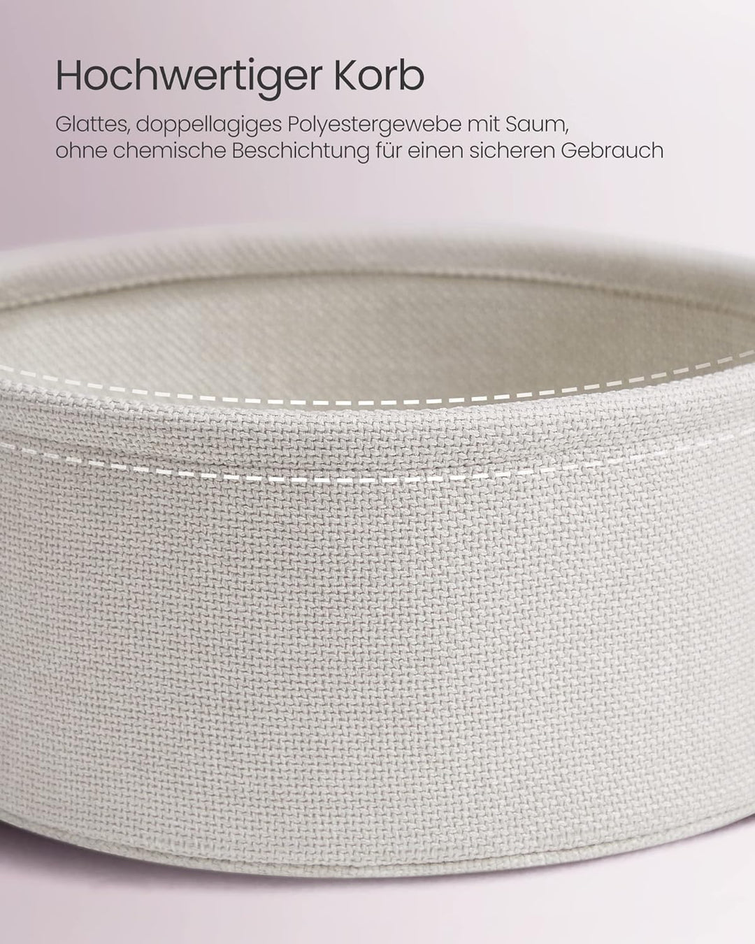 VASAGLE Beistelltisch rund, Kleiner Tisch, Couchtisch klein, Wohnzimmertisch mit Korb aus Stoff, Sta