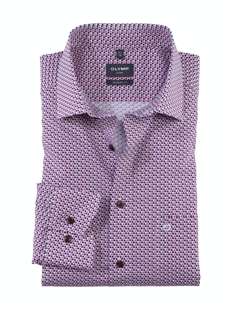 OLYMP Herren Businesshemd Langarm Luxor,Rotationsdruck,modern fit,Global Kent 37 Granat 86, 37 Grana
