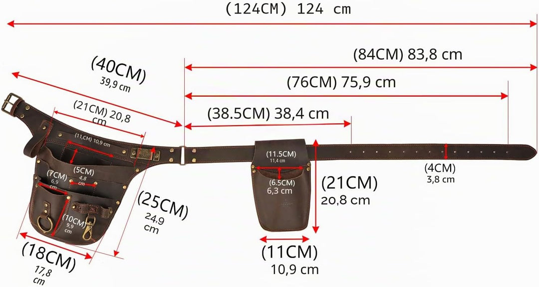 Tourbon Gartenwerkzeugtasche aus echtem Leder, verstellbare Taillen-Arbeitsgürteltasche für Elektrik