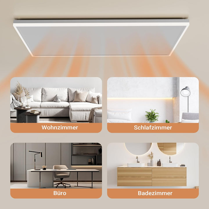 Wiltec Infrarot Deckenheizung 370 W, Infrarotheizung Deckenmontage mit LED-Beleuchtung 65,5 x 63 x 3