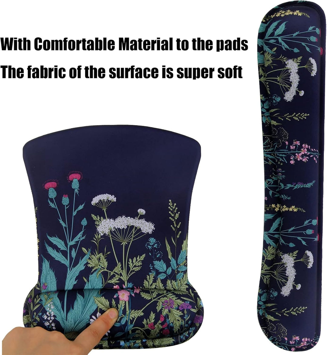 Mauspad mit Handauflage, Mauspad mit Gelkissen und Ergonomische Memory Foam Tastatur Handgelenkaufla