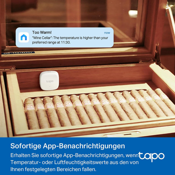 Tapo T310 Smart Temperatur & Luftfeuchtigkeitsmonitor, kostenlose Datenspeicherung,visuelle Grafiken