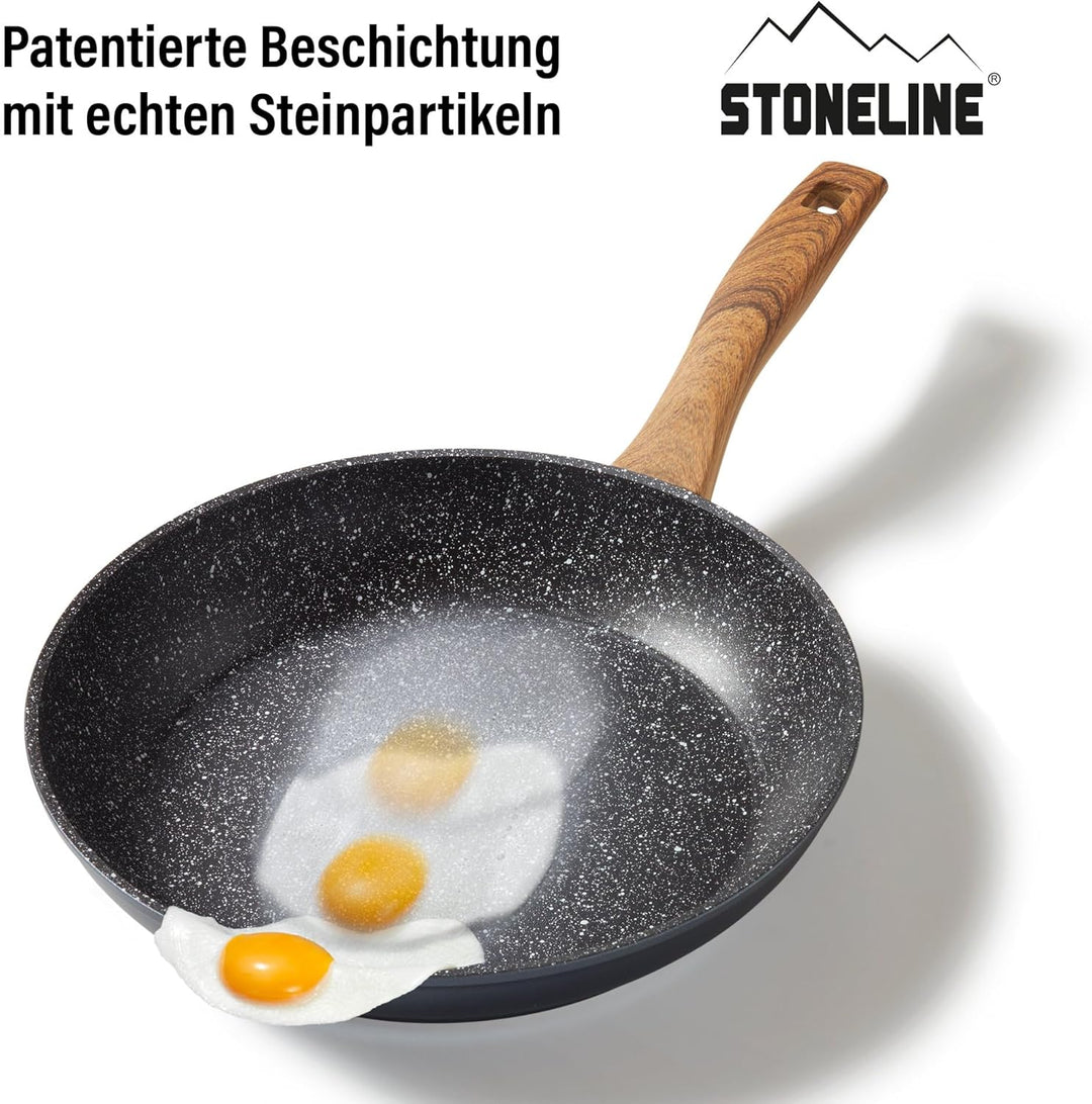 STONELINE Back to Nature Bratpfanne 28 cm, Made in Germany, antihaft beschichtete Pfanne mit echten