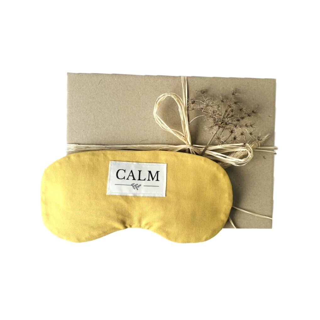 CALM Augenkissen mit Leinsamenfüllung Lavendel, Entspannung, Kühlung, Yoga (Senfgelb), Senfgelb