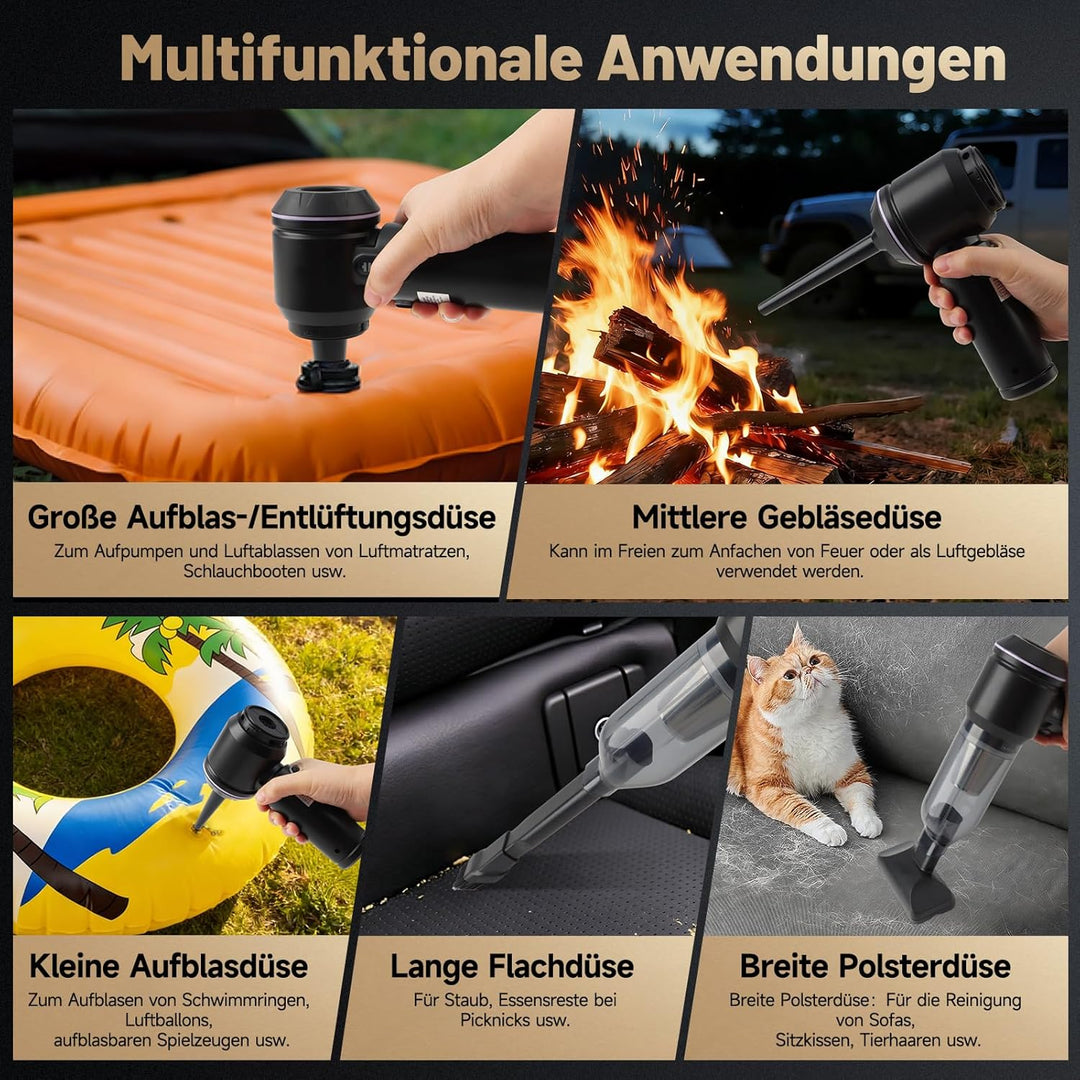Handstaubsauger Kabellos 26000Pa für Tierhaare, Auto & Küche | Tragbarer Mini-Staubsauger mit Bürste