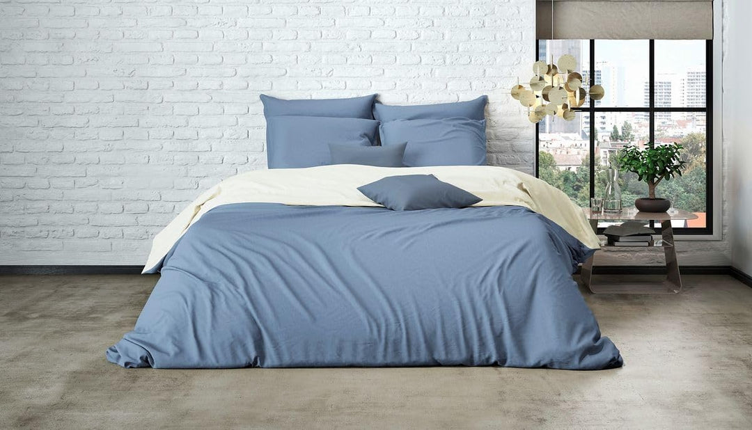 MISTRAL HOME Uni Einfarbig Wende Bettwäsche Edel Perkal 100% Ägyptische Baumwolle, Farbe:Pristine-So