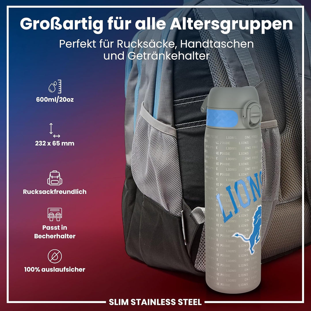 ion8 NFL Edelstahl-Trinkflasche, Auslaufsicher, Einhandöffnung, Sichere Verriegelung, Spülmaschinenf