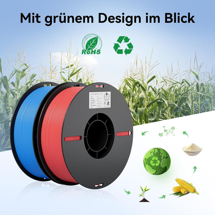 Creality Ender PLA Filament 1,75mm, 2 Weiss-Schwarz-Grau, 4er-Pack 1kg Spulen, Massgenauigkeit ±0,03