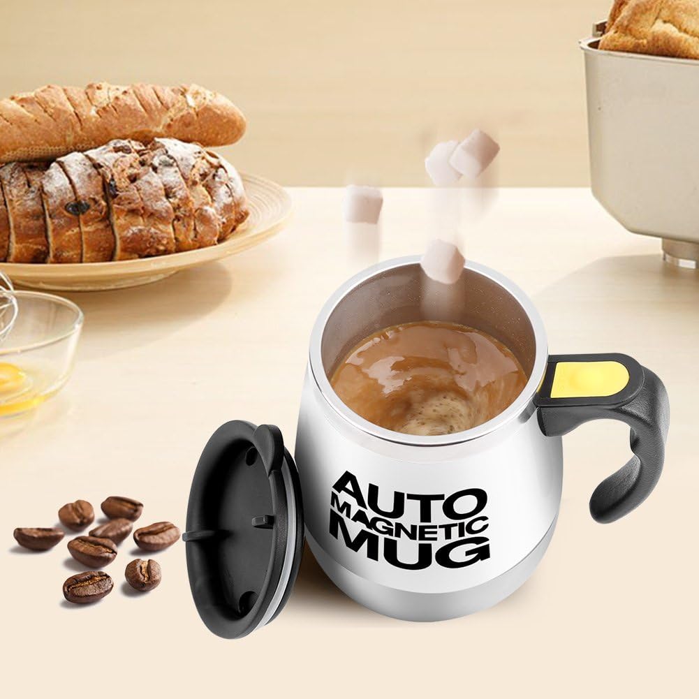 Fdit Automatische Rührbecher, Kaffeebecher aus Edelstahl mit automatischer Rührfunktion (weiss)