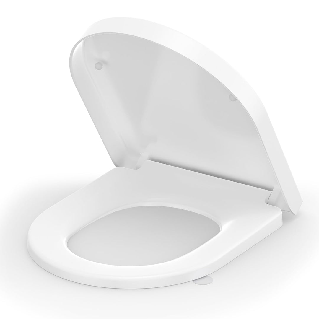 Toilettendeckel mit Absenkautomatik, WC Sitz D Form, Klodeckel Weiss, Klobrille Duroplast, Toiletten