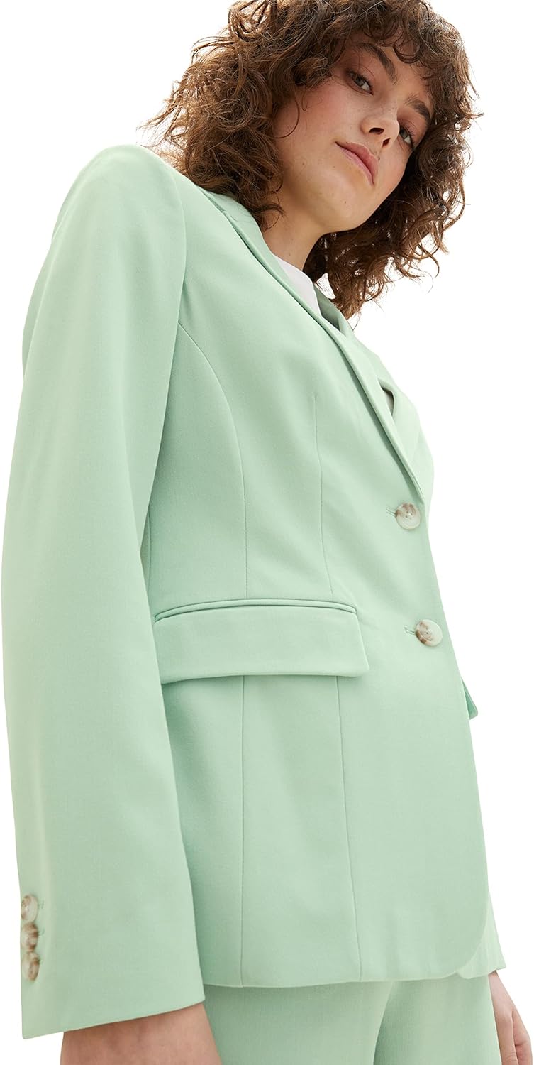 TOM TAILOR Damen Basic Blazer 46 31034 - Okra Green, 46 31034 - Okra Green