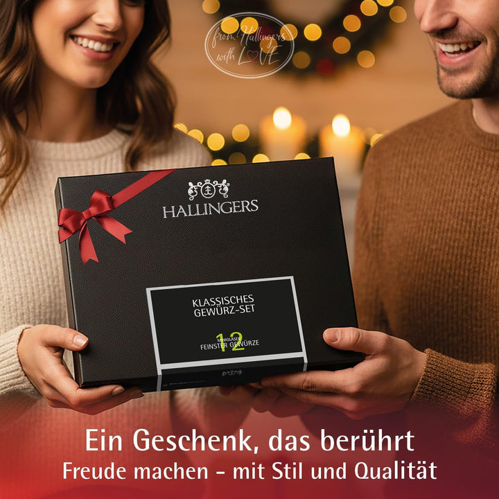 Hallingers Klassisches Gewürz-Set - Gewürz Geschenkset handmade, 12 Gewürze aus aller Welt (Set) - A