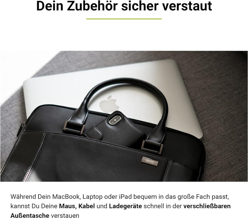 Artwizz Leather Bag - Ledertasche für [MacBook Air Pro 13 14 15 16 Zoll] - Notebook Tasche mit Zubeh