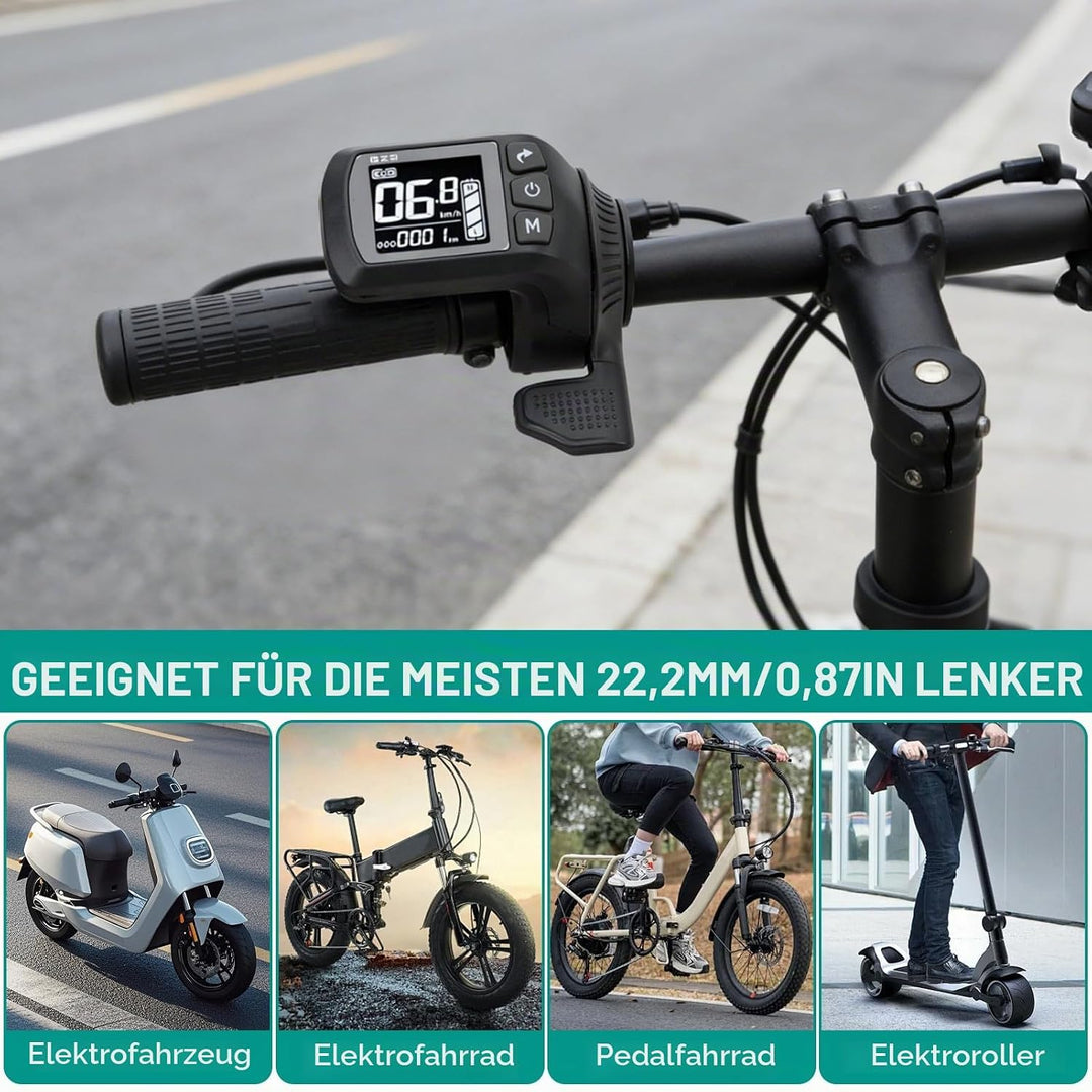Elektrofahrrad -LCD -Display, 2 in 1 Wassersicher 5 Pin Stecker Universal Scooter Ebikes Anzeige Mes