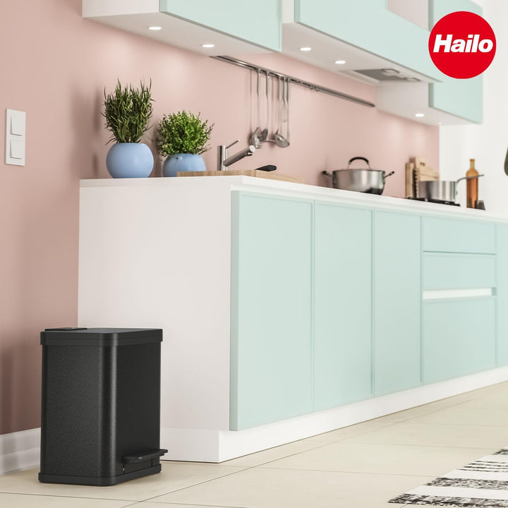 Hailo Öko duo Plus M Tret-Mülltrenner - freistehender 2 x 9 Liter Doppelmülleimer aus Stahlblech - M