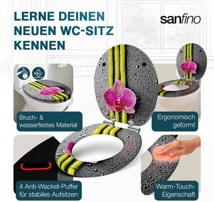 Premium WC Sitz mit Absenkautomatik – hochwertige Toilettendeckel aus Holz, viele bunte Motive, hohe