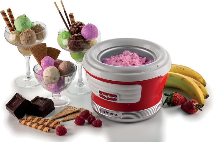Ariete Ice Cream Maker Party Time 643, Eismaschine, Rührspatel, Eismaschine mit Deckel zum Hinzufüge