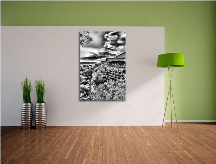 Pixxprint Monocrome, Tempel in China, Format: 100x70 auf Leinwand, 100x70