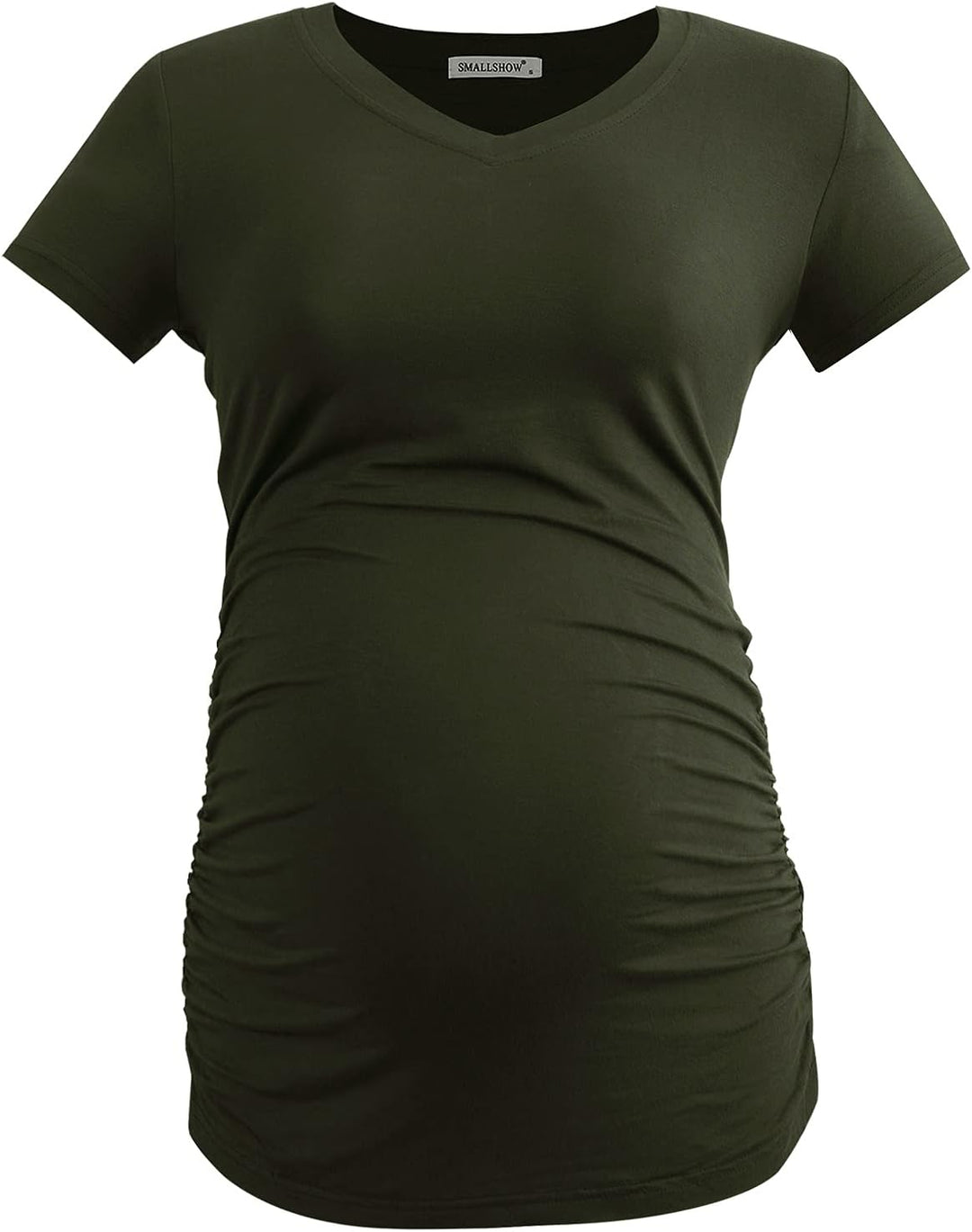 Smallshow Damen Umstandstop V Hals Schwangerschaft Seite Geraffte Umstandskleidung Tops T Shirt 3 Pa