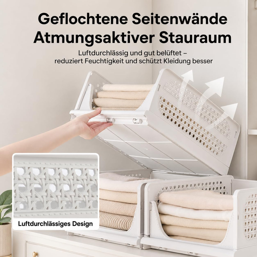 RMAN Kleiderschrank Organizer 3er Set Stapelbare Aufbewahrungsboxen Kunststoff Faltbares Schubladen