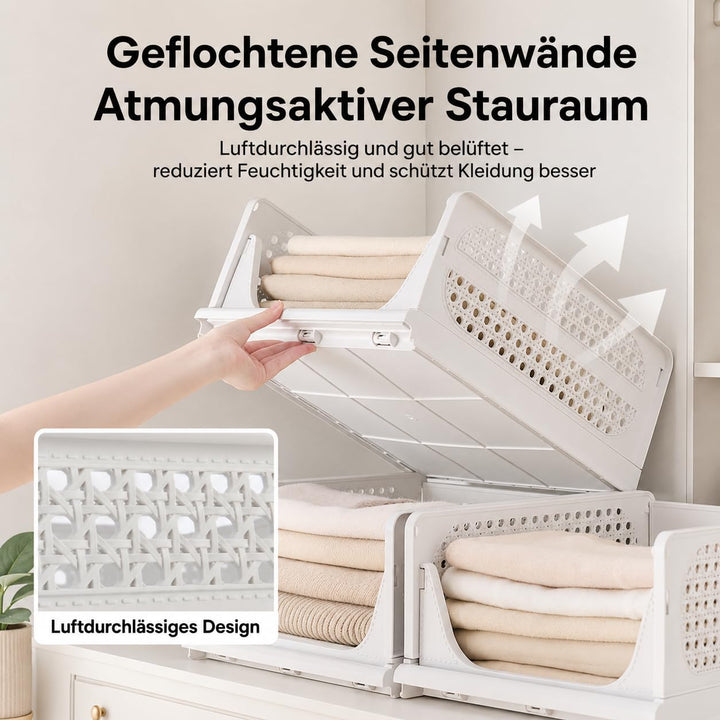 RMAN Kleiderschrank Organizer 3er Set Stapelbare Aufbewahrungsboxen Kunststoff Faltbares Schubladen