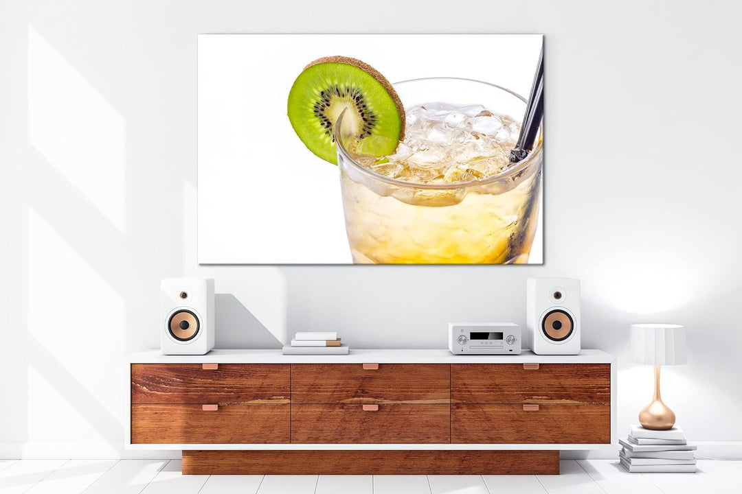 deyoli Kiwi-Cocktail Format:90x60 cm als Leinwandbild, Motiv fertig gerahmt auf Echtholzrahmen, Hoch