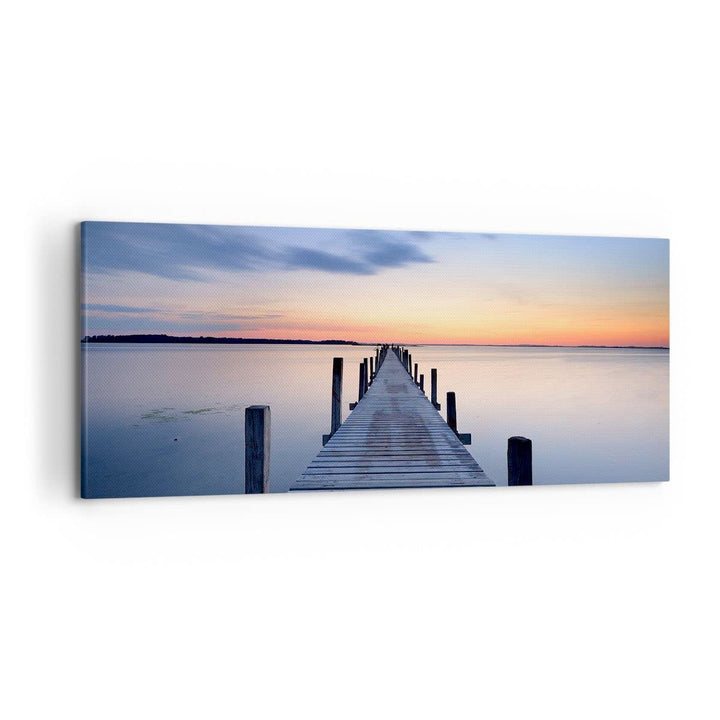 ARTTOR Wandbilder Dekoration Wohnzimmer Sonnenuntergang See Wasser Brücke Bilder auf Leinwand 120x50