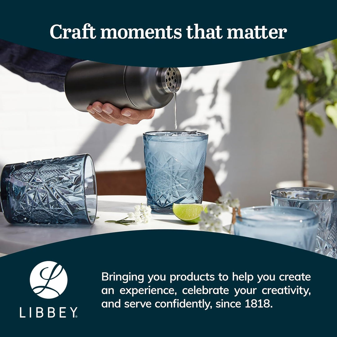 Libbey Hobstar Double Old Fashioned Gläser, 340 ml, Blau, 4 Stück, Blau