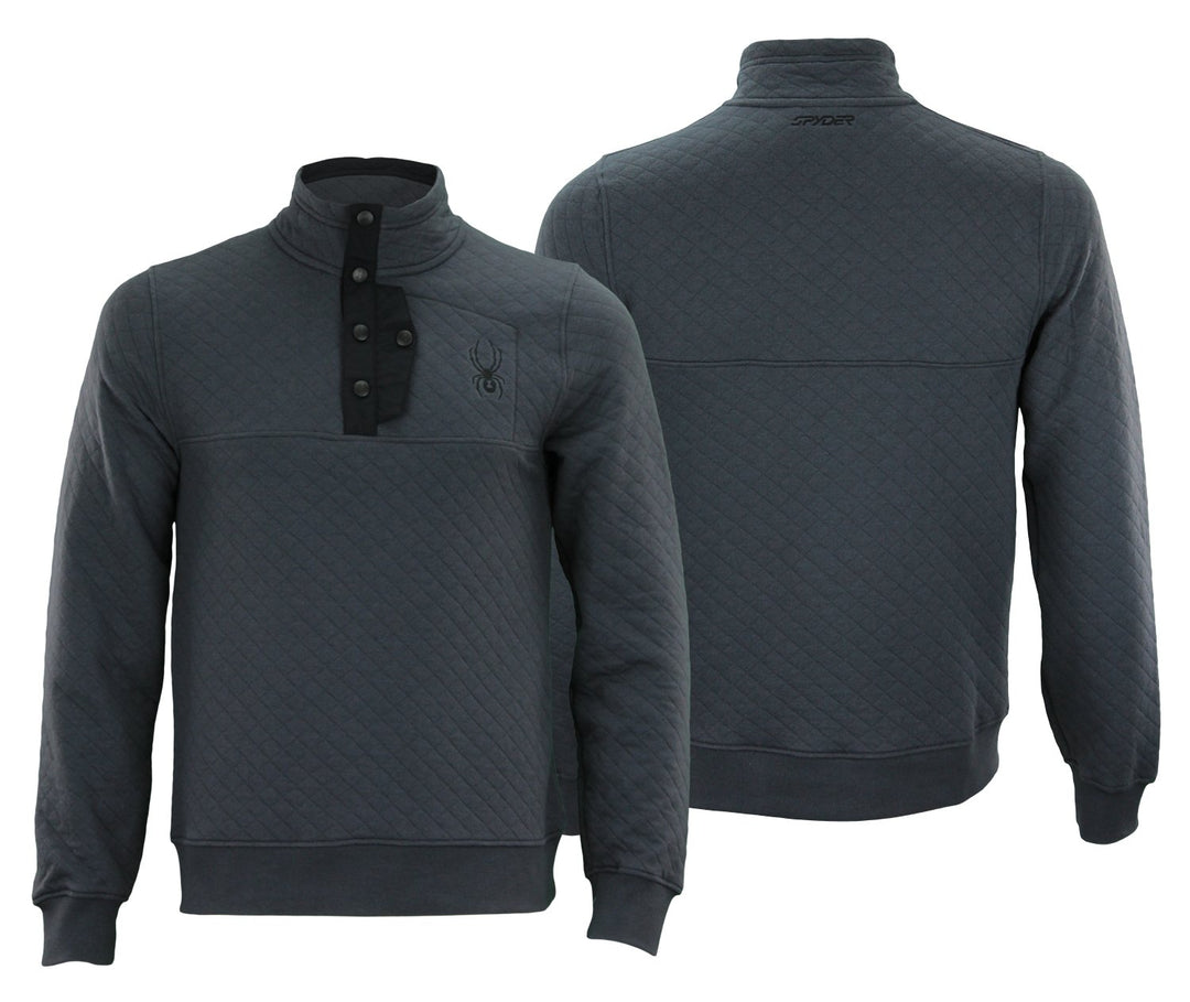Spyder Mens Mens Quilted Pullover Fleece Charcoal Grey M